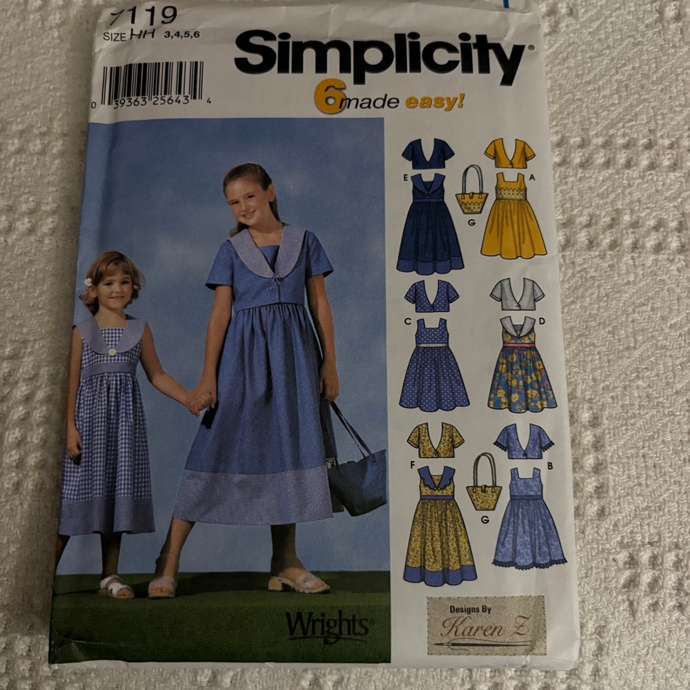 Simplicity Pattern 7119 HH for Child’ Dress, Jacket, and Bag